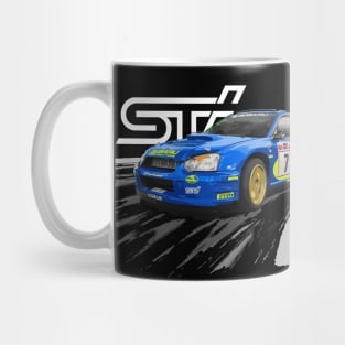 petter solberg sti rally blue Mug